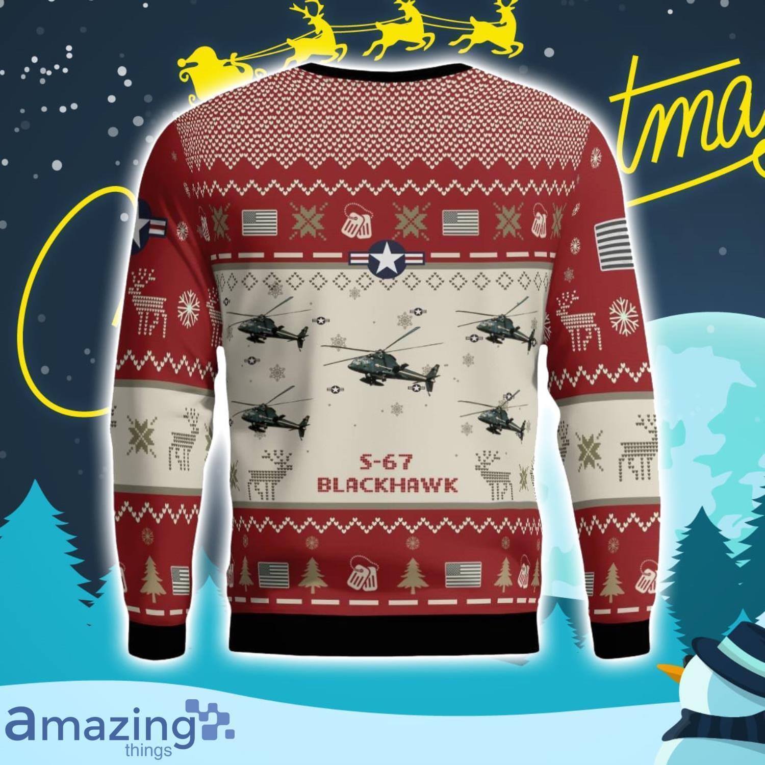 S 67 Blackhawk S67 Aircraft Ugly Christmas Sweater Christmas Gift Veteran 3D Sweater image S-67 Blackhawk S67 Aircraft Ugly Christmas Sweater Christmas Gift Veteran 3D Sweater Product Photo 3