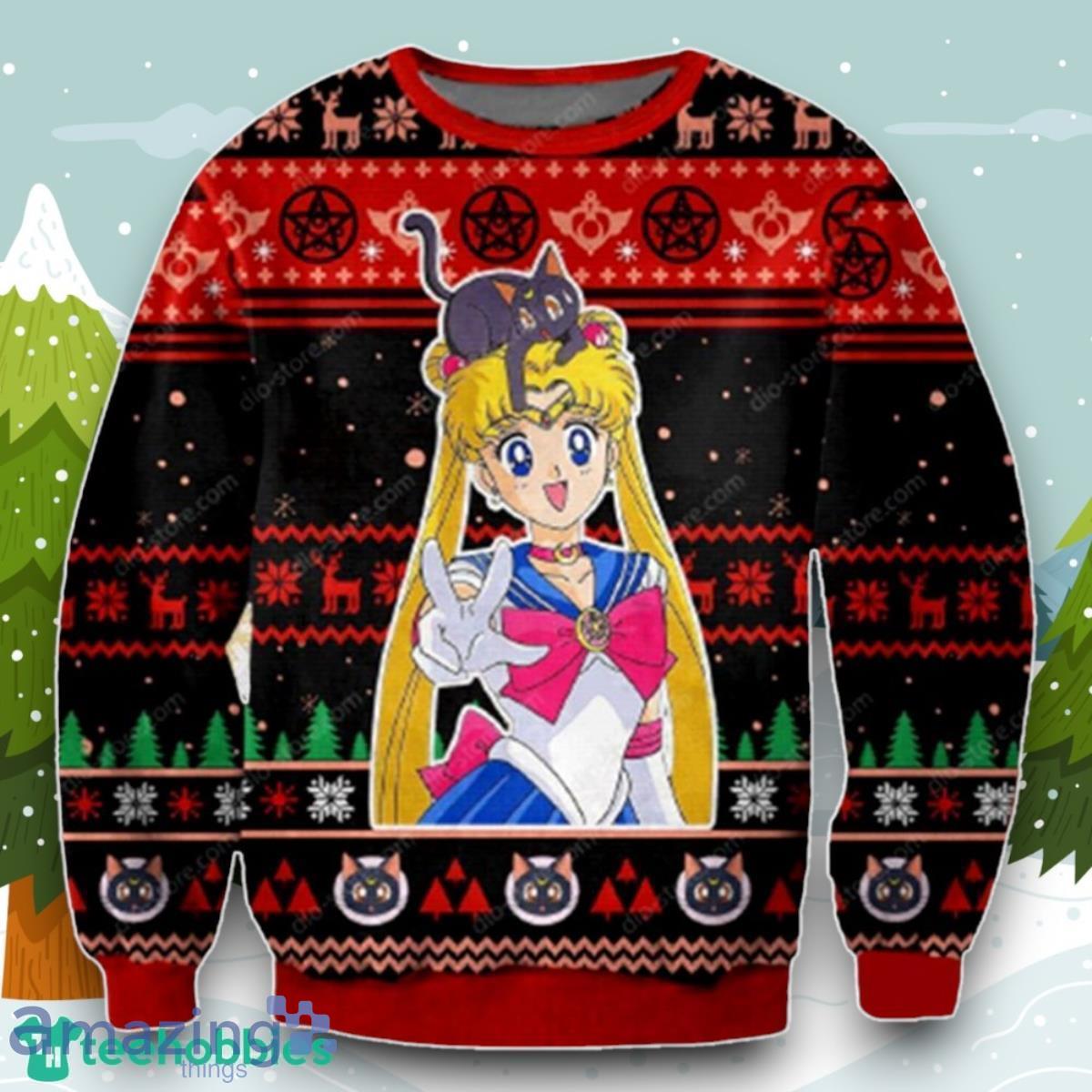 Sailor Moon 3d Print Ugly Sweater Style Gift For Men And Women image Sailor Moon 3d Print Ugly Sweater Style Gift For Men And Women Product Photo 1