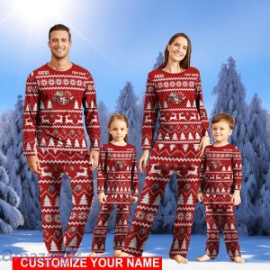 San Francisco 49ers Christmas Reindeer Pajamas Set Christmas Gifts Family Pajamas Gift Custom Name Product Photo 1