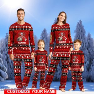 San Francisco 49ers Pajamas Custom Name Christmas Sport Team Pajama Set Christmas Gift Family Gift Product Photo 1