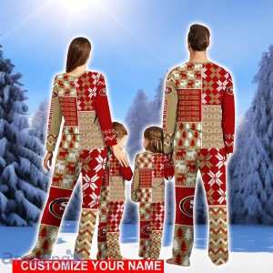 San Francisco 49ers Pajamas Set Christmas snowflake pattern Pajamas Christmas Gift For Family Custom Name Product Photo 2