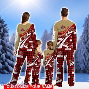 San Francisco 49ers Team Pajamas Personalize Name Buffalo Plaid Cute Christmas Pajamas Set Product Photo 2