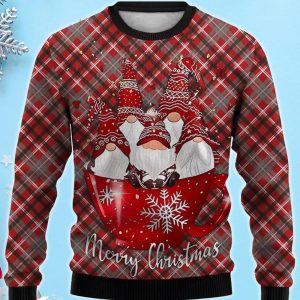 Santa Claus Checkered 3D Ugly Christmas Sweater, Xmas Gift For Everyone Product Photo 1