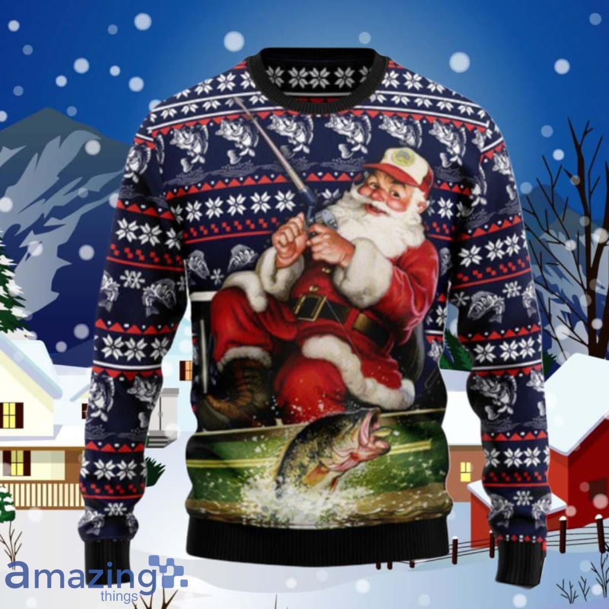 Santa Fishing Ugly Christmas Sweaters For Men And Women Style Gift