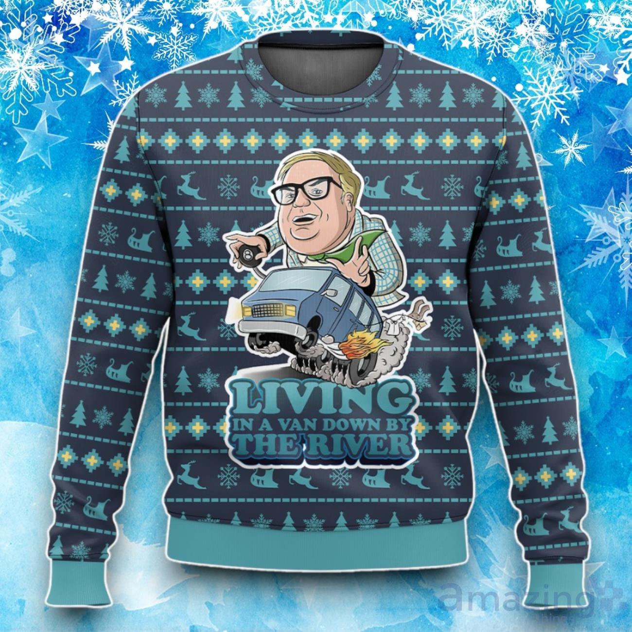 Saturday Night Live Matt Foley Livin’ In A Van Down By The River Ugly Christmas Sweater image Saturday Night Live Matt Foley Livin’ In A Van Down By The River Ugly Christmas Sweater Product Photo 1