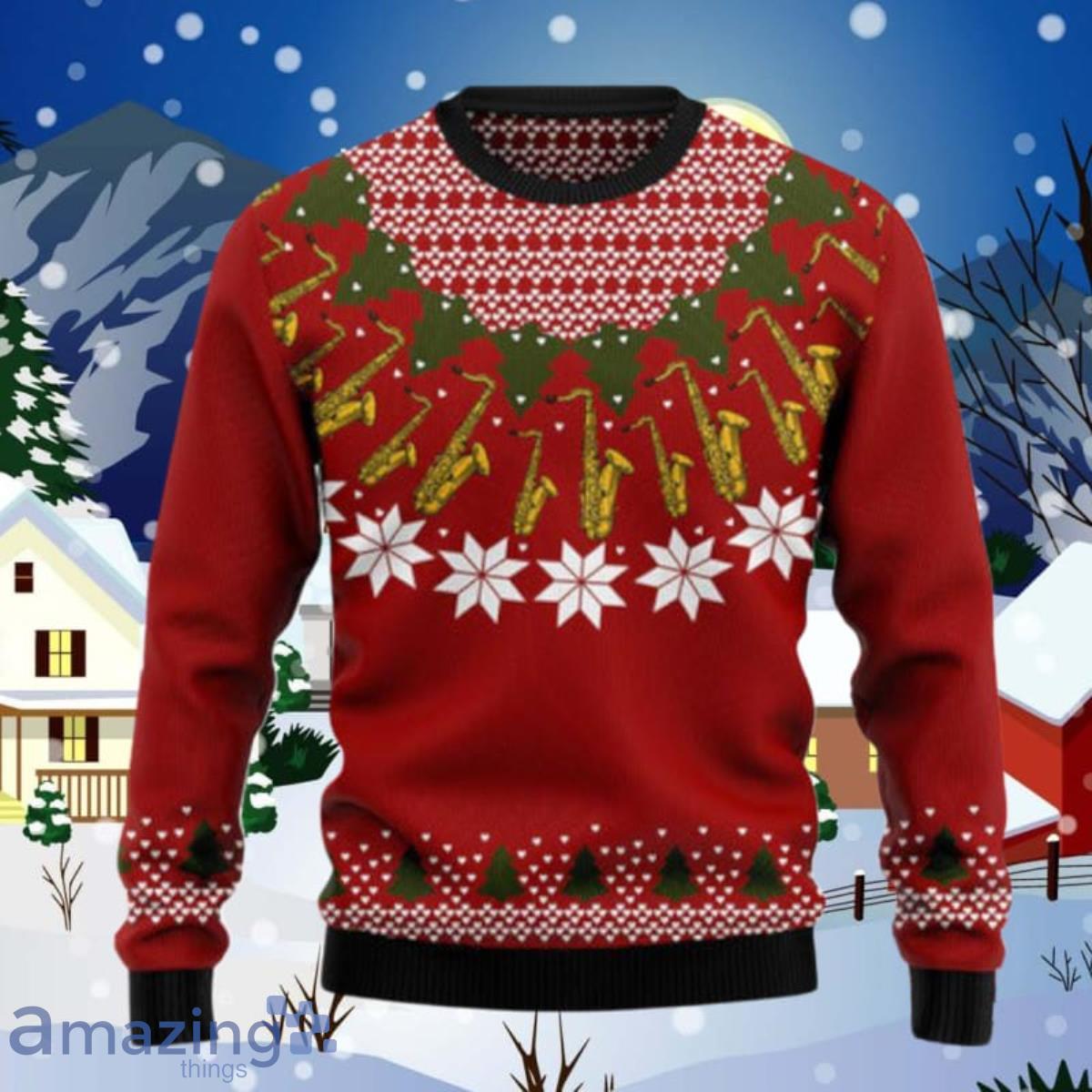 Saxophone Lover Ugly Christmas Sweater Ugly Christmas Sweaters For Men And Women Style Gift image Saxophone Lover Ugly Christmas Sweater Ugly Christmas Sweaters For Men And Women Style Gift Product Photo 1