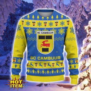 SC Cambuur 3D Sweater Gift For Sport Fans Snowflake Pattern Ugly Christmas Sweater Product Photo 2