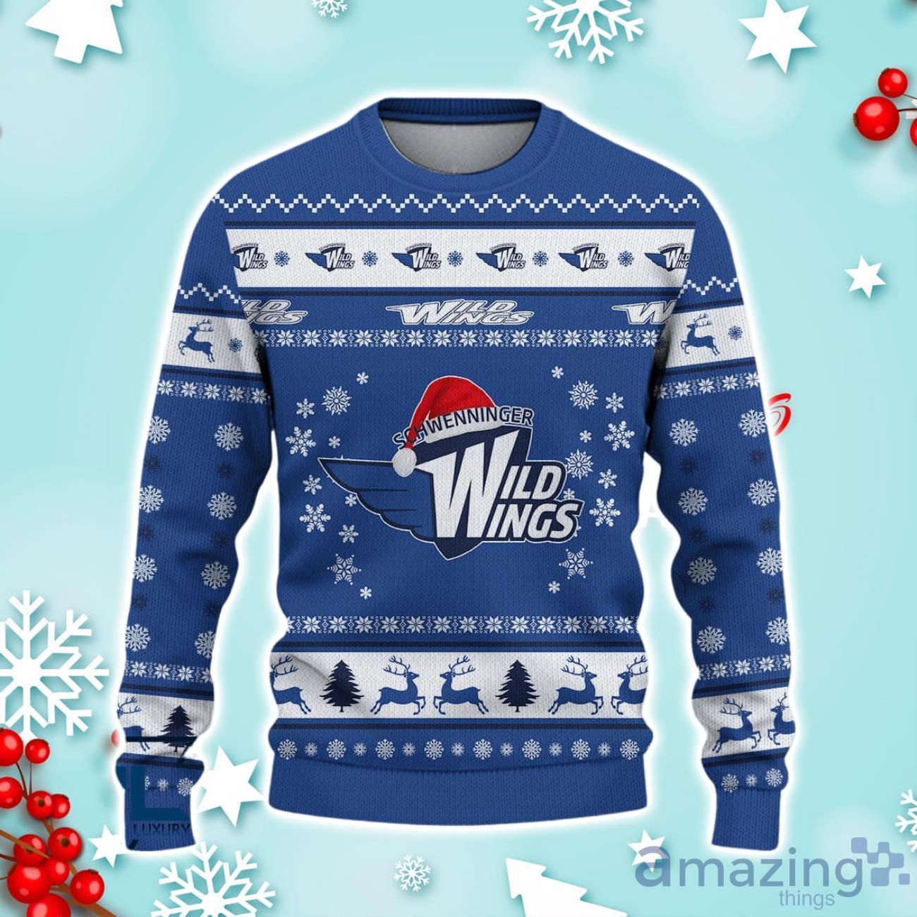 Schwenninger Wild Wings Ugly Christmas Sweater Ideal Gift For Fans image Schwenninger Wild Wings Ugly Christmas Sweater Ideal Gift For Fans Product Photo 2