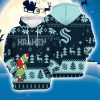 Seattle Kraken 3D Hooodie Ugly Sweatshirt Christmas Pattern Grinch Ice Hockey NHL Fans
