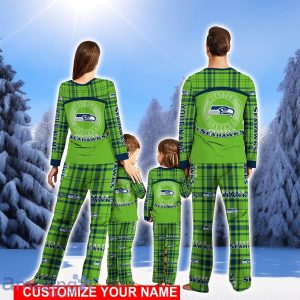 Seattle Seahawks Pajamas Set Cute Gift Family Custom Name Christmas Gift Football Team Pajamas Set Cute Gift Product Photo 2