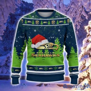 Seattle Seahawks Santa Hat Pattern Ugly Christmas Sweater For Men And Women Product Photo 2