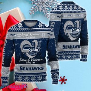 Seattle Seahawks Smart Woman Love Football Ugly Christmas Sweater Product Photo 2
