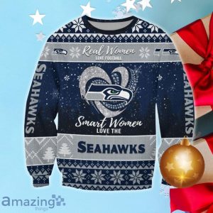 Seattle Seahawks Smart Woman Love Football Ugly Christmas Sweater Product Photo 1