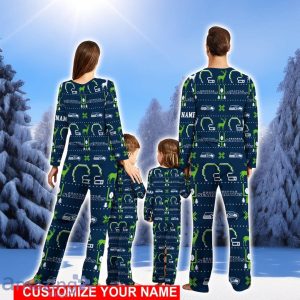 Seattle Seahawks Sport Pajamas Set Cute Gift Custom Name Kid & Adult Christmas Pajamas Set Cute Gift Family Gift Product Photo 2
