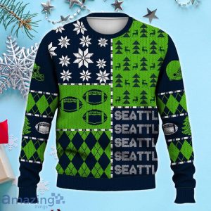 Seattle Ugly Sweater Christmas, Retro Football American Sweatshirt Pattern 3D For Fans Product Photo 2