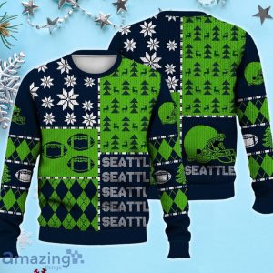 Seattle Ugly Sweater Christmas, Retro Football American Sweatshirt Pattern 3D For Fans Product Photo 1