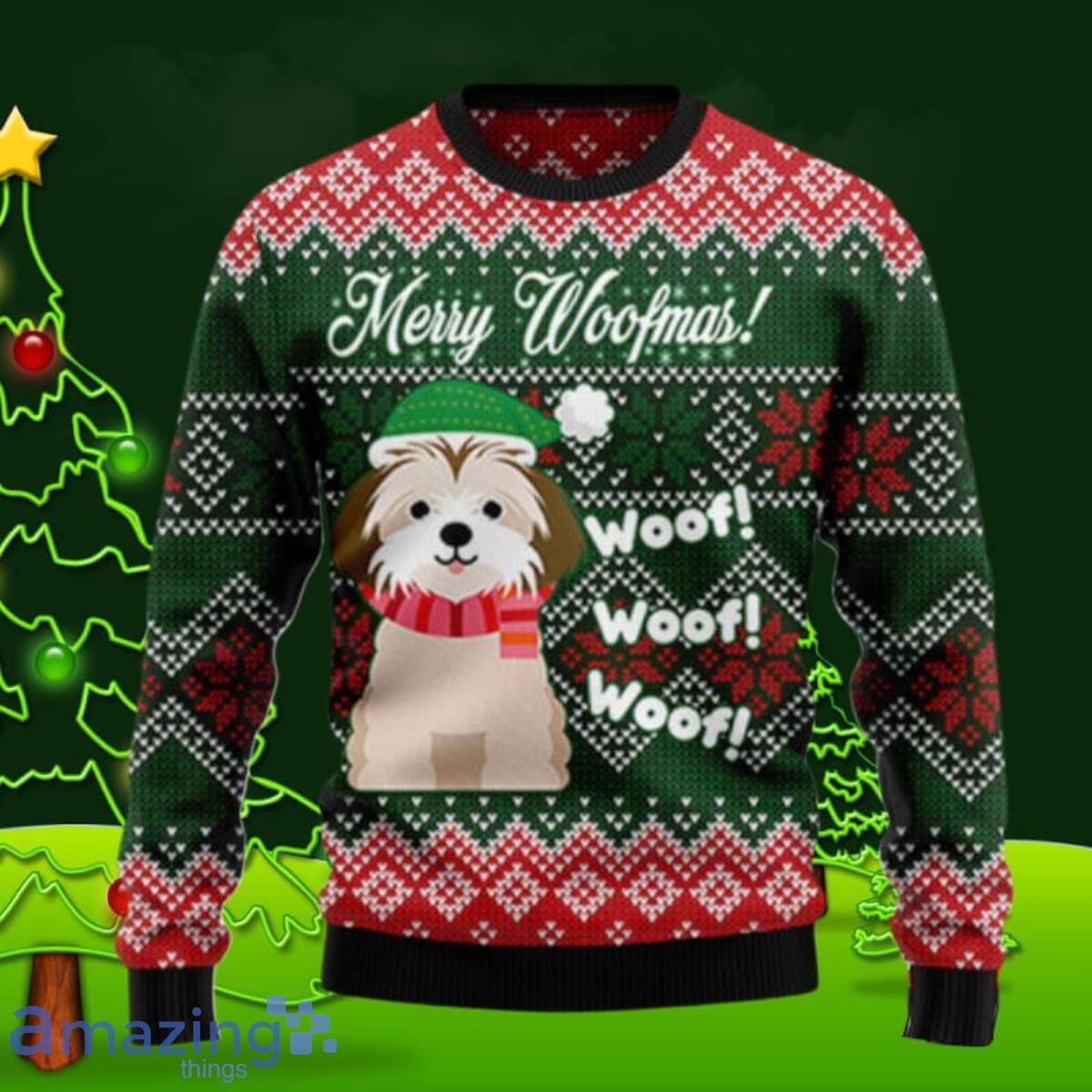 Shih Tzu Woofmas Ugly Christmas Sweaters Special Gift For Men And Women image Shih Tzu Woofmas Ugly Christmas Sweaters Special Gift For Men And Women Product Photo 1