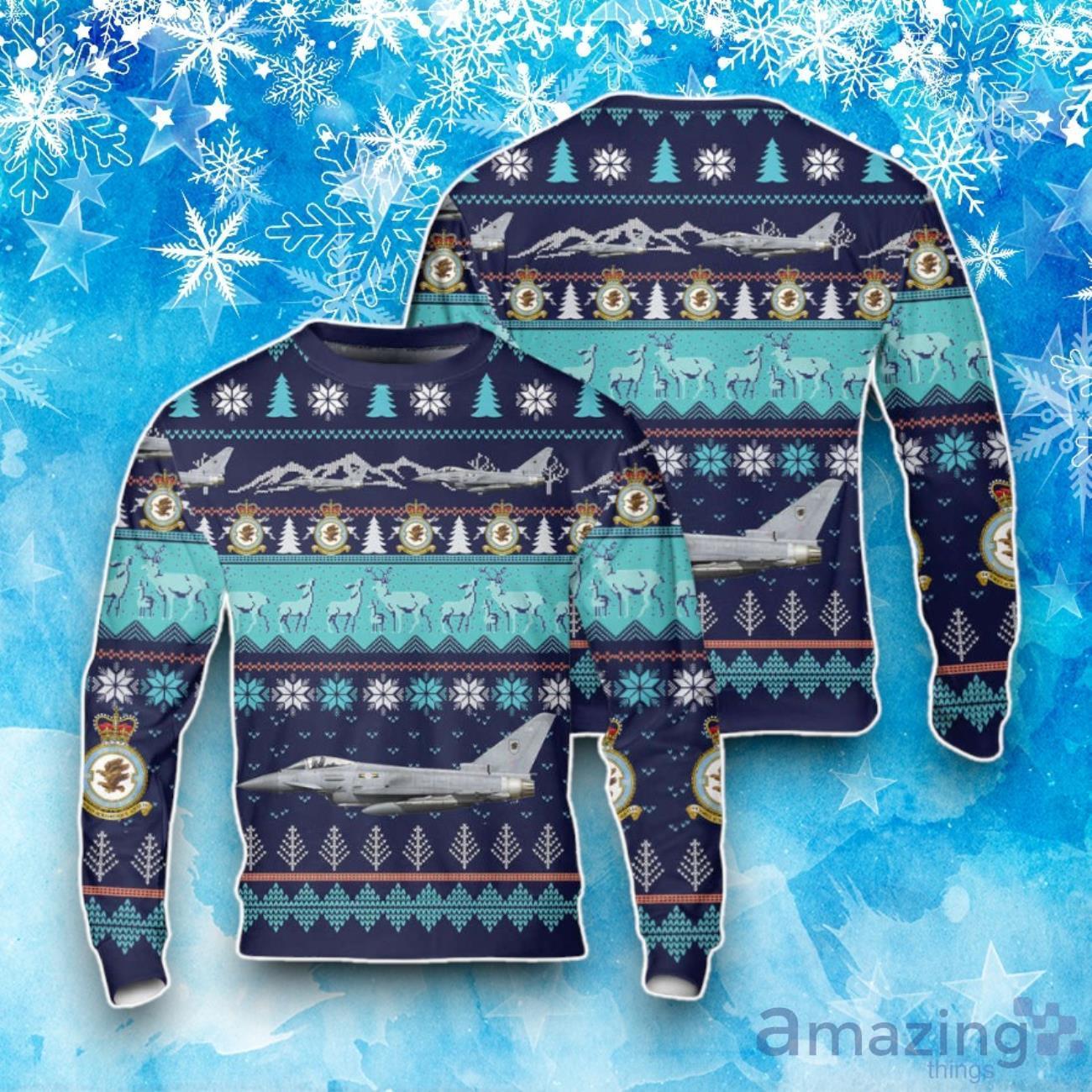 Shop The Festive RAF No 11 Squadron Eurofighter Typhoon FGR 4 Christmas Ugly Sweater image Shop The Festive RAF No 11 Squadron Eurofighter Typhoon FGR 4 Christmas Ugly Sweater Product Photo 1