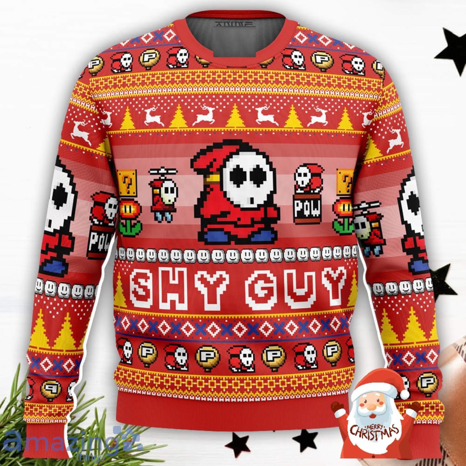 Shy Guy Super Mario Bros 3D Ugly Christmas Sweater Christmas Gift For Men And Women image Shy Guy Super Mario Bros 3D Ugly Christmas Sweater Christmas Gift For Men And Women Product Photo 1