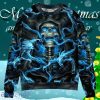 Skull Blue Smoke Flaming Ugly Christmas Sweater Gift For Men And Women