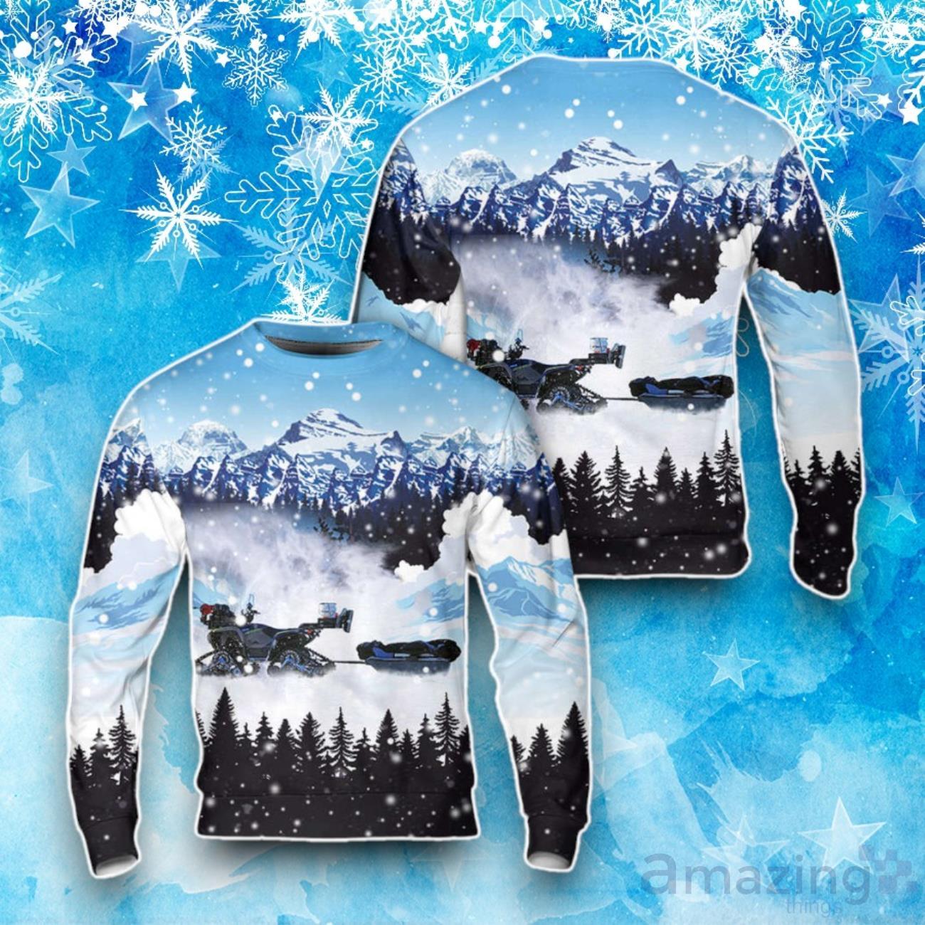 Snowmobile Ice Fishing ATV With Removable Tracks Ugly Christmas Sweater image Snowmobile Ice Fishing ATV With Removable Tracks Ugly Christmas Sweater Product Photo 1