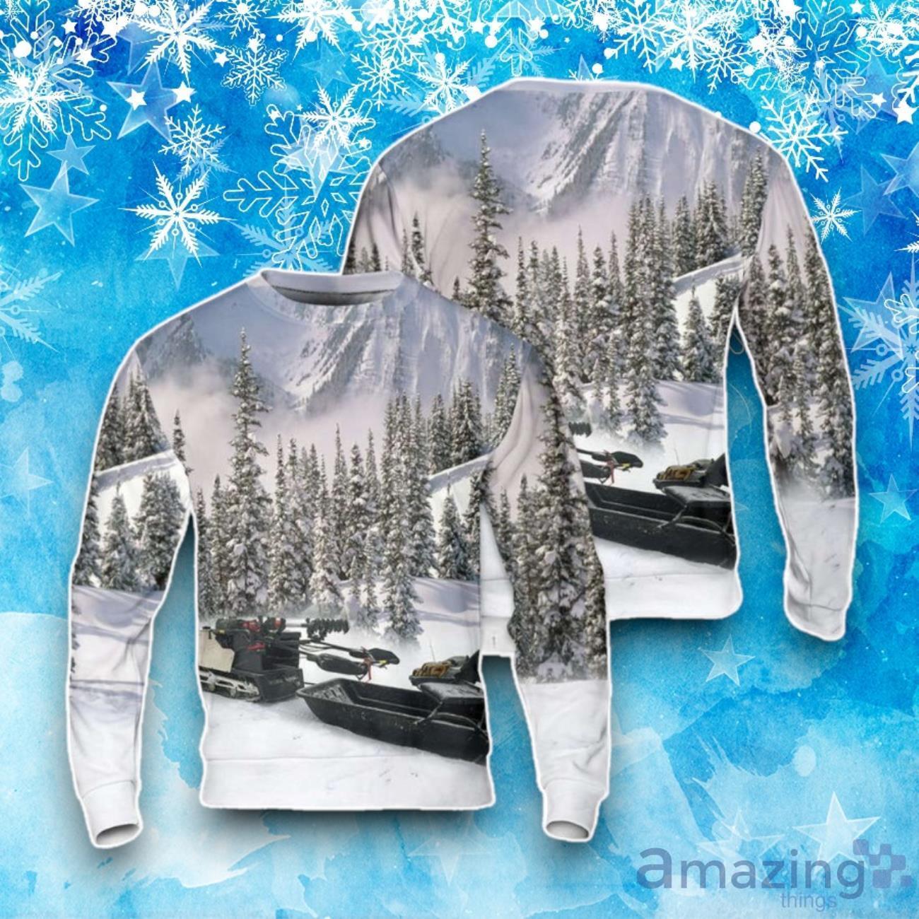 Snowmobile Ice Fishing Ugly Christmas Sweater image Snowmobile Ice Fishing Ugly Christmas Sweater Product Photo 1