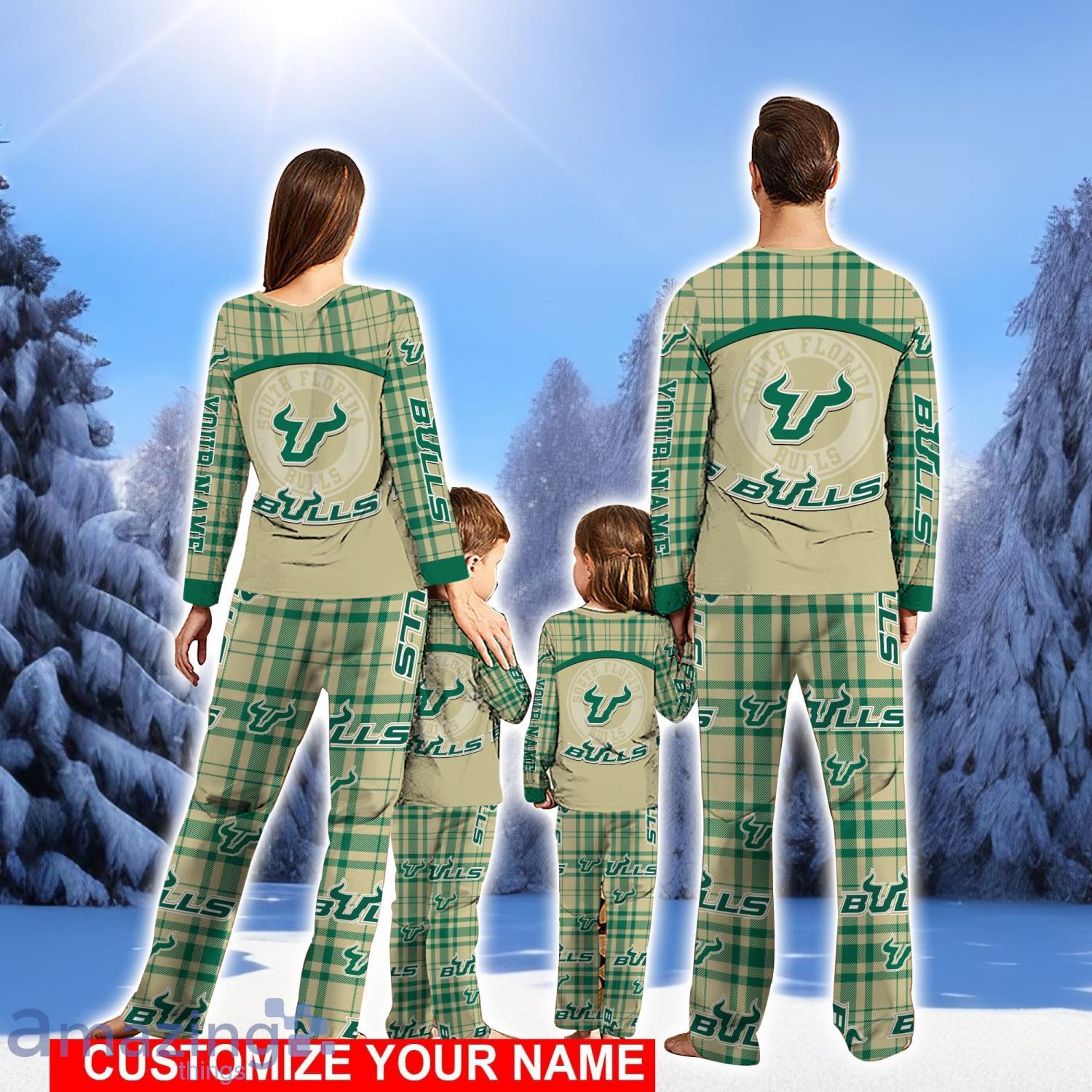 South Florida Bulls Pajamas Personalized Name Christmas Pajamas Set Cute Gift For Family Gifts image South Florida Bulls Pajamas Personalized Name Christmas Pajamas Set Cute Gift For Family Gifts Product Photo 2