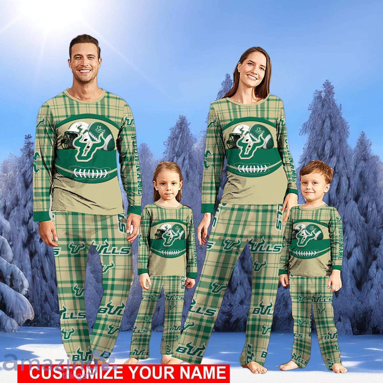 South Florida Bulls Pajamas Personalized Name Christmas Pajamas Set Cute Gift For Family Gifts image South Florida Bulls Pajamas Personalized Name Christmas Pajamas Set Cute Gift For Family Gifts Product Photo 1