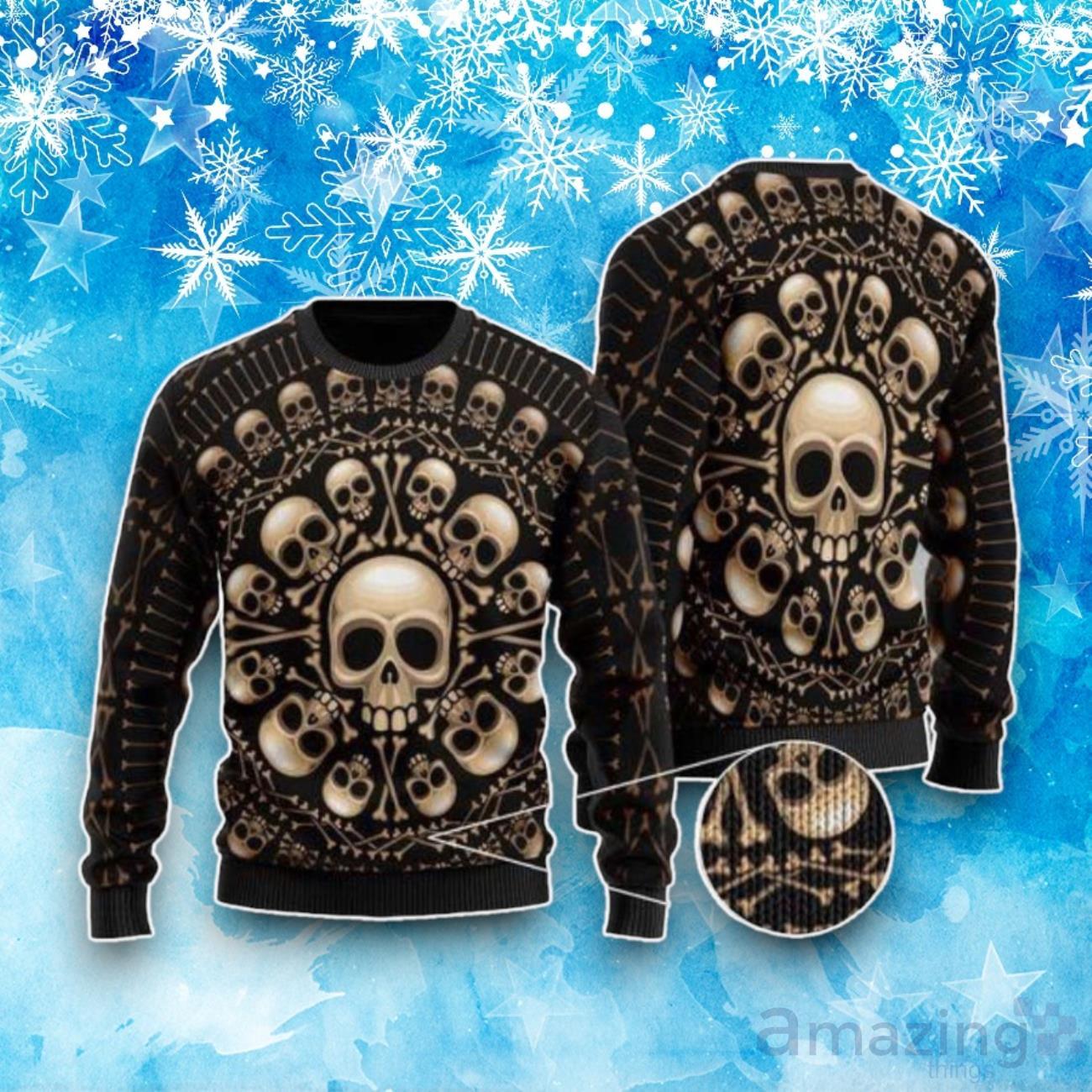 Spooktacular Skull Pattern Ugly Christmas Sweater image Spooktacular Skull Pattern Ugly Christmas Sweater Product Photo 1