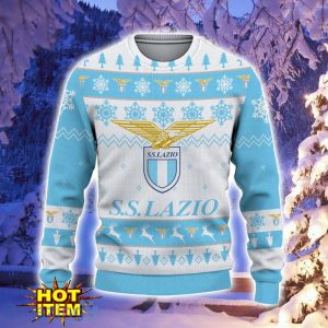 S.S. Lazio Ugly Christmas Sweater Snowflake Pattern Pattern 3D Sweater Holiday Gift Ideas For Sport Fans Product Photo 2