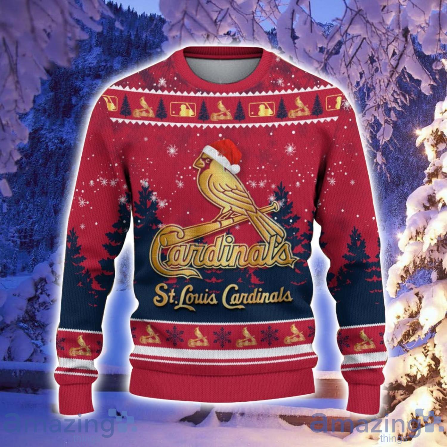 St. Louis Cardinals Santa Hat Pattern Ugly Christmas Sweater For