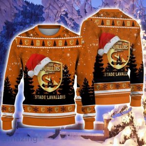 Stade Lavallois Logo Wearing Santa Hat Ugly Christmas Sweater Christmas Gift 3D Sweater Product Photo 1