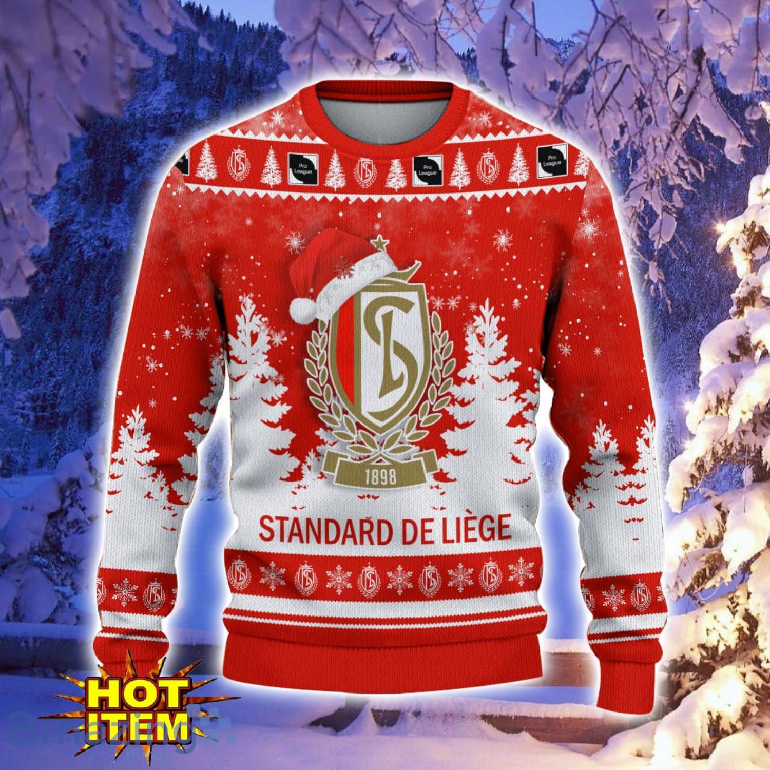 Standard Liege Ugly Christmas Sweater Holiday Gift Ideas For Sport Fans image Standard Liege Ugly Christmas Sweater Holiday Gift Ideas For Sport Fans Product Photo 2