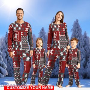 Stanford Cardinal Pajamas Set Cute Gift Personalized Name For Sport Fans Christmas Pajamas Set Cute Gift For Family Product Photo 1