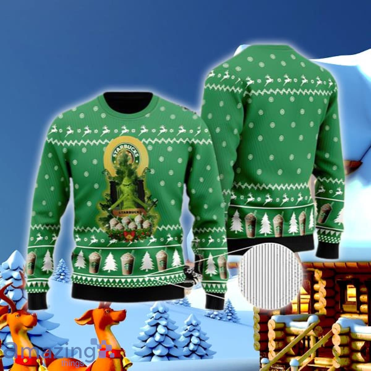 Starbucks Grinch Snow Ugly Christmas Sweater Special Gift For Men And Women image Starbucks Grinch Snow Ugly Christmas Sweater Special Gift For Men And Women Product Photo 1