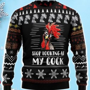 Stop Looking At My Cock 3D Ugly Christmas Sweater, Xmas Gift For Everyone Product Photo 1