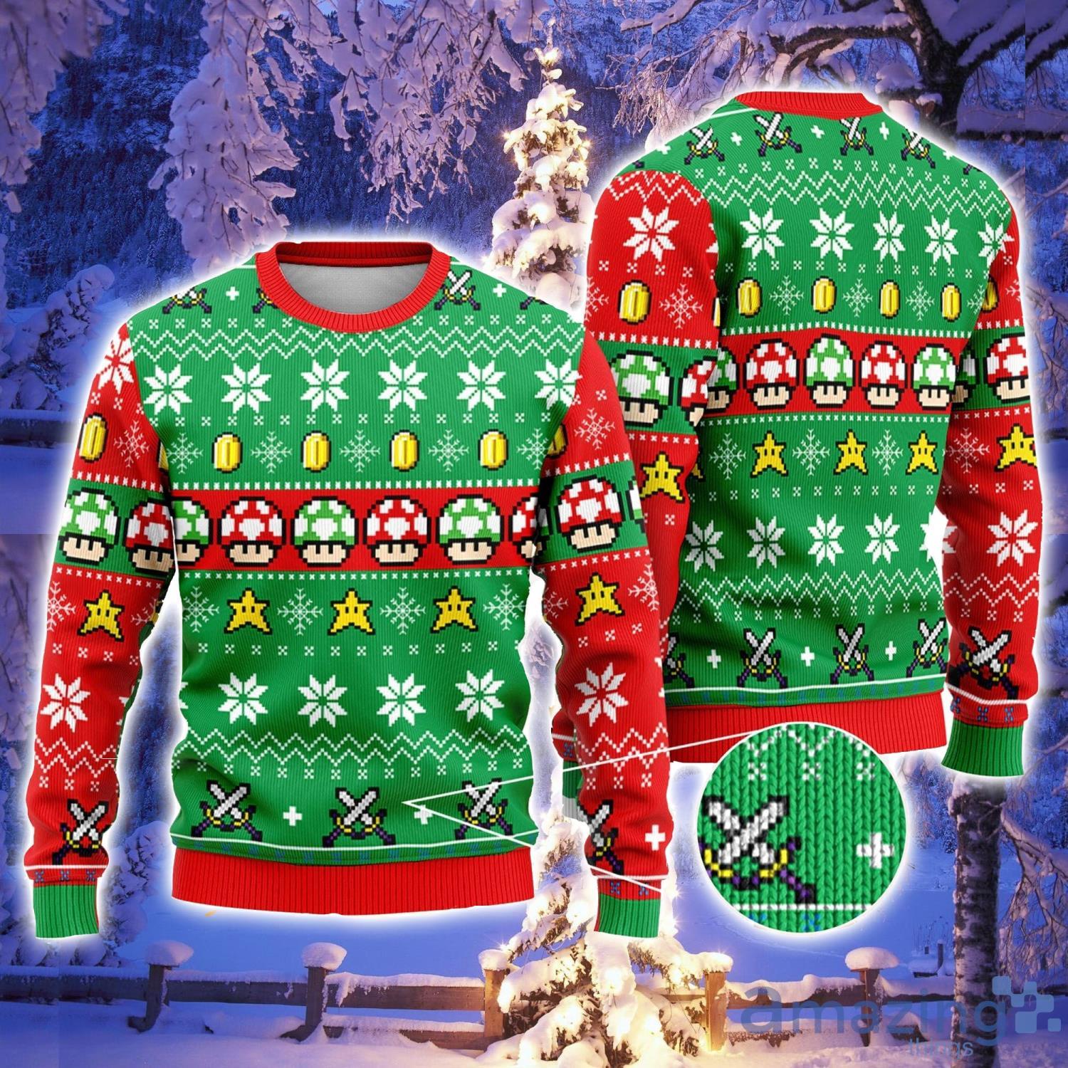 Super Mario Video Game 3D Ugly Christmas Sweater image Super Mario Video Game 3D Ugly Christmas Sweater Product Photo 1