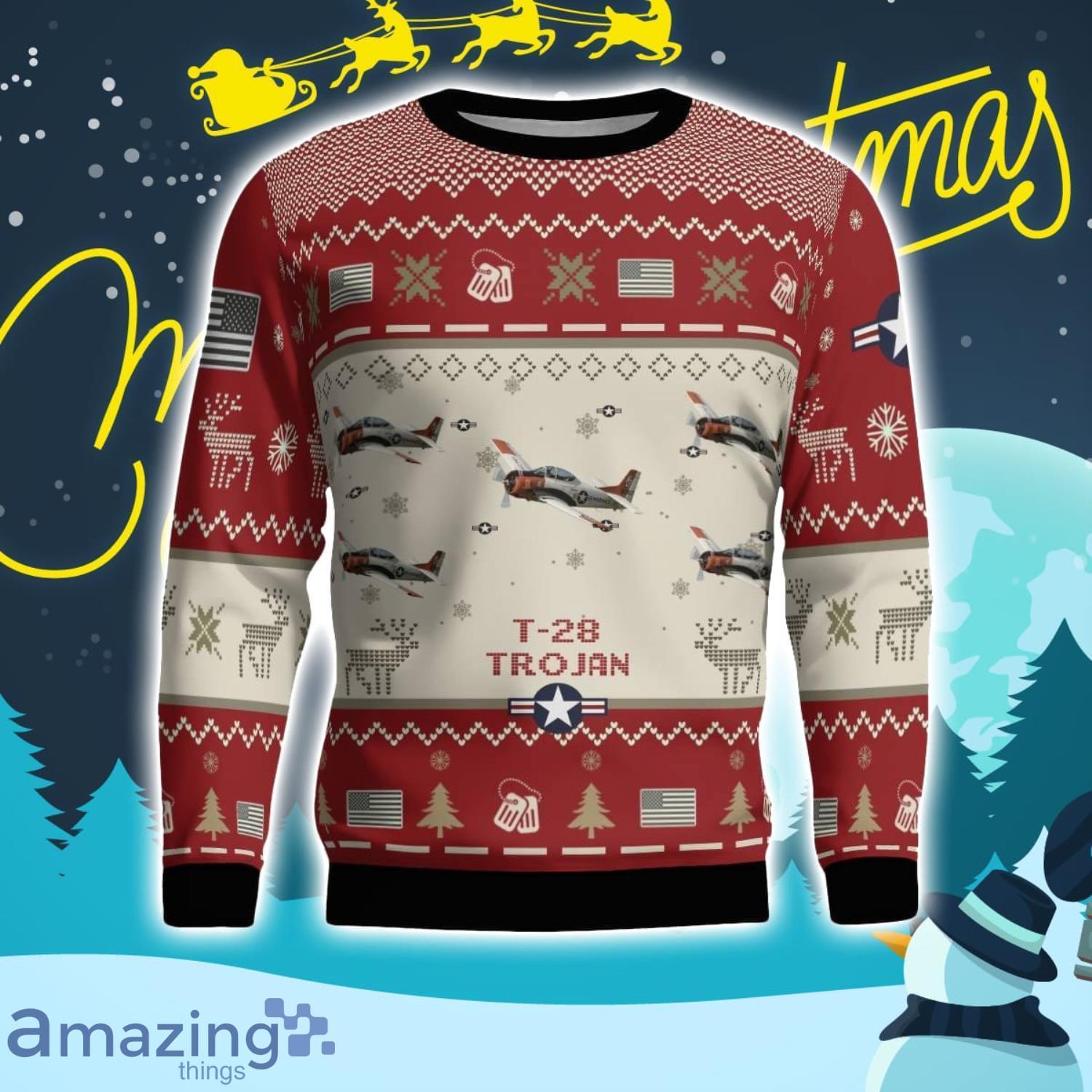 T 28 Trojan T28 Aircraft Ugly Christmas Sweater Christmas Gift Veteran 3D Sweater image T-28 Trojan T28 Aircraft Ugly Christmas Sweater Christmas Gift Veteran 3D Sweater Product Photo 2