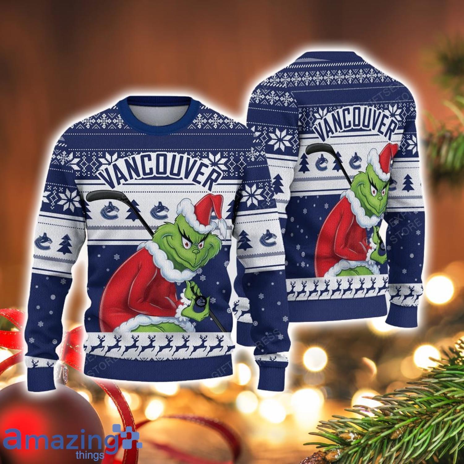 NCAA Vancouver Canucks Football Fans Sweater Grinch Ugly Sweater Christmas Christmas Gift Ideas Product Photo 1