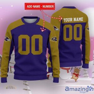 Baltimore Ravens Ugly Sweater Custom Name And Number Hot Design For Christmas Gift Product Photo 3