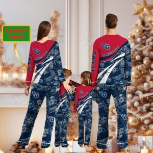 Tennessee Titans Custom Name Christmas Pajamas For Fans image Tennessee Titans Custom Name Christmas Pajamas For Fans Product Photo 2