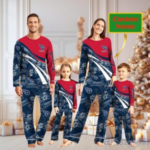 Tennessee Titans Custom Name Christmas Pajamas For Fans Product Photo 1