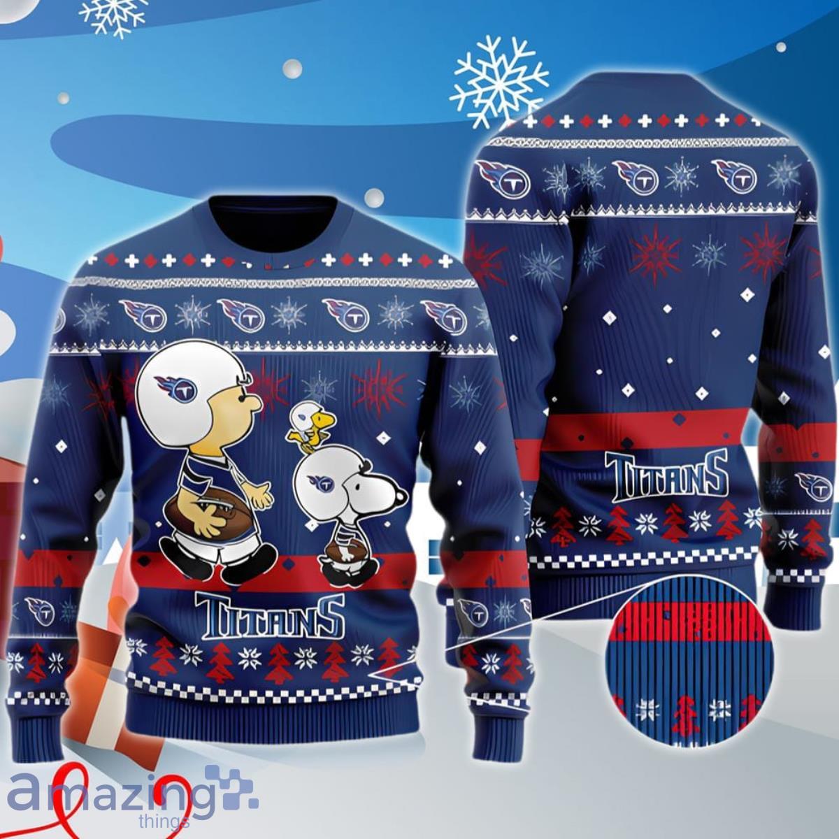 Tennessee Titans Funny Charlie Brown Peanuts Snoopy Ugly Christmas 3D Sweater Unique Gift image Tennessee Titans Funny Charlie Brown Peanuts Snoopy Ugly Christmas 3D Sweater Unique Gift Product Photo 1