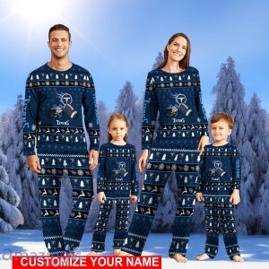 Tennessee Titans Pajamas Custom Name Christmas Sport Team Pajama Set Christmas Gift Family Product Photo 1