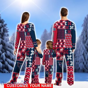 Tennessee Titans Pajamas Set Cute Gift Custom Name Christmas snowflake pattern Pajamas Christmas Gift For Family Product Photo 2