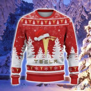Tesla Santa Hat Pattern Ugly Christmas Sweater For Men And Women Product Photo 2