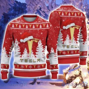 Tesla Santa Hat Pattern Ugly Christmas Sweater For Men And Women Product Photo 1