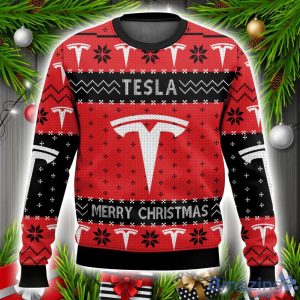 Tesla Ugly Christmas Sweater Christmas Gift Unisex Men And Women Sweater Product Photo 1
