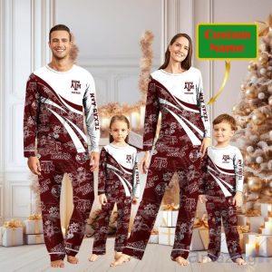 Texas A&M Aggies Custom Name Christmas Pajamas For Fans Product Photo 1