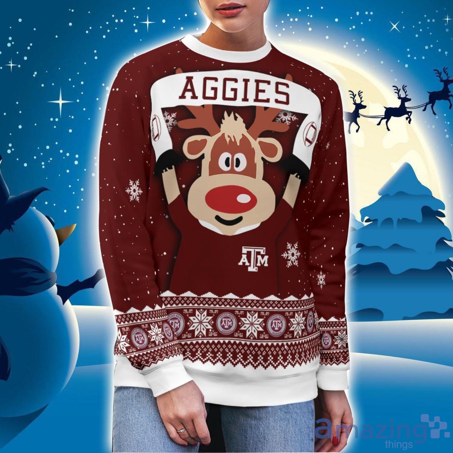 Texas A&M Aggies Cute Reindeer Ugly Christmas Sweater Christmas Party Gift image Texas A&M Aggies Cute Reindeer Ugly Christmas Sweater Christmas Party Gift Product Photo 2